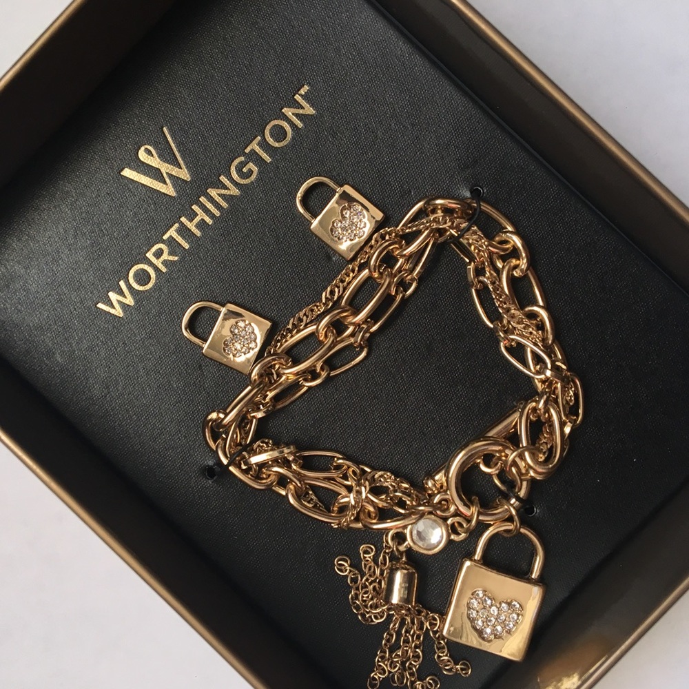 Gold Charm Bracelet & Earring Set